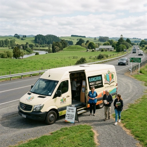Mobile mechanic van parked on quiet rural property adjacent to SH1 near Rangiriri