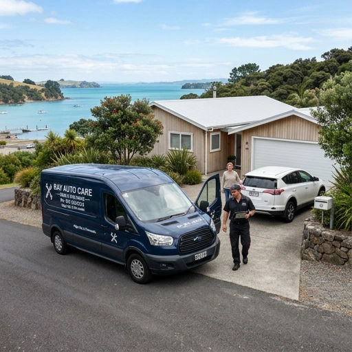 Mobile mechanic arriving at a residential home in Algies Bay with a service van