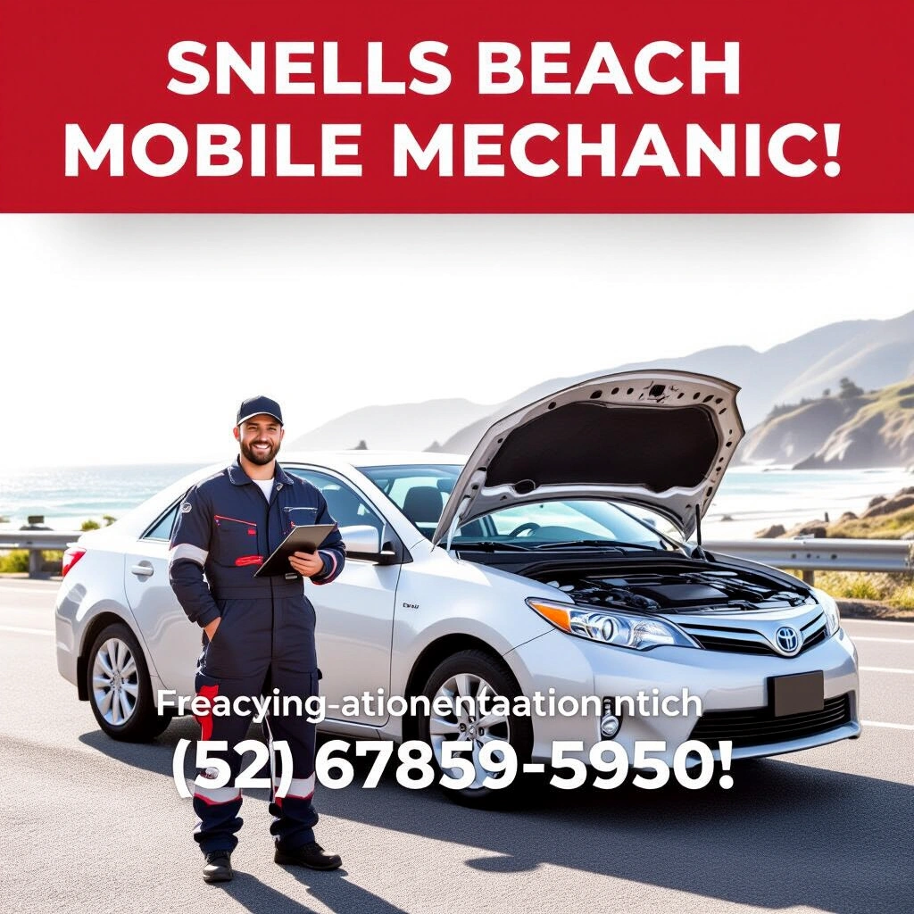 Mobile mechanic service van parked near Snells Beach residential area with mechanic ready to help